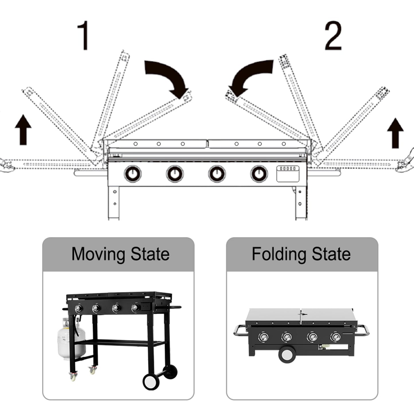 Foldable Propane Griddles – High BTU Outdoor Gas Griddle & Camping Stove Setup, SKU: 9215361