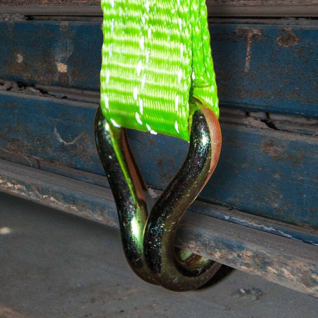 2” x 15FT Ratchet Tie Down Strap with Double J-Hooks – Neon Green – 3,300 lb Load Capacity RS1500
